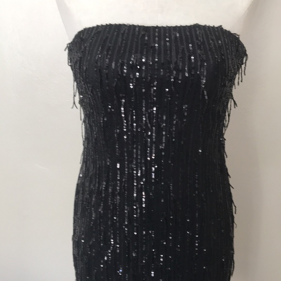 NEW Wild Fable Tube Sequin Fringe Mini Bodycon Dress - Picture 5 of 9